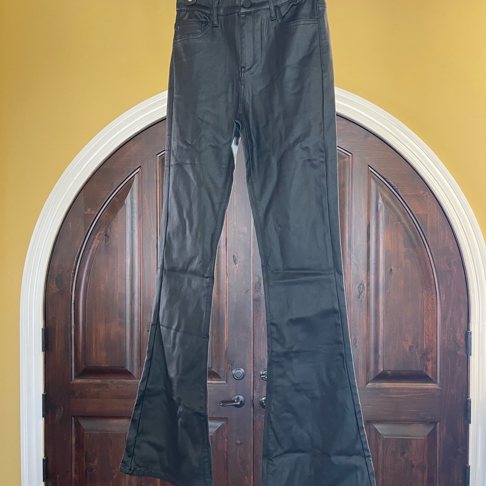 Edikted Faux Leather Flare Jeans